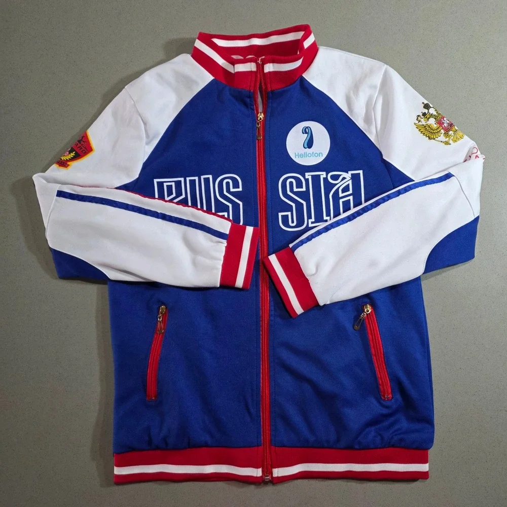 Russia National Team Track Jacket Blue White Red Full Zip Mens Large Fits like M